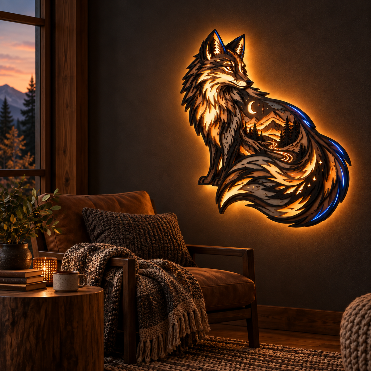 Fox Totem Layered Ambient Wall Light | Handcrafted-Style Wall Decor