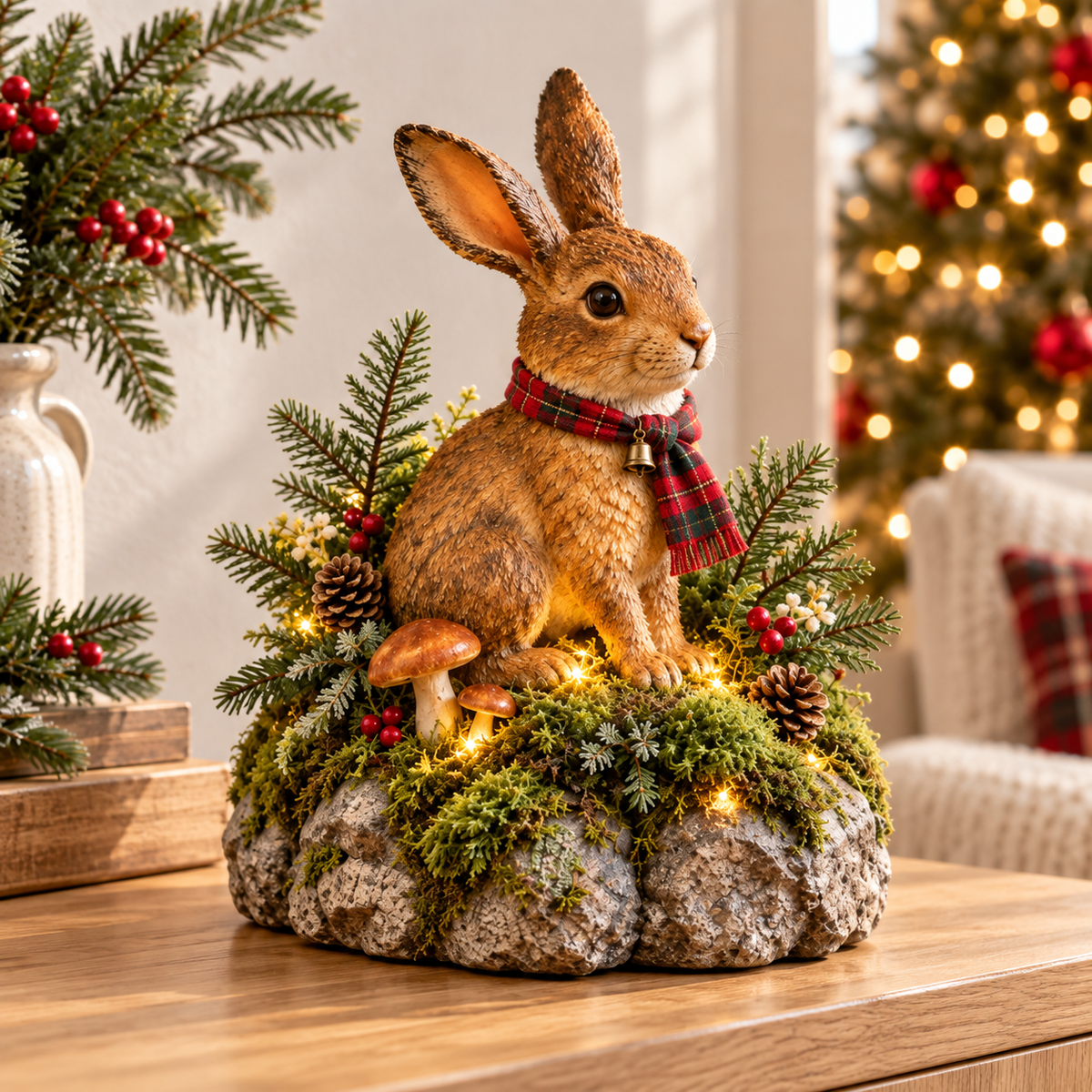 Meet Your New Forest Friend: Lighted Christmas Bunny Statue🐇
