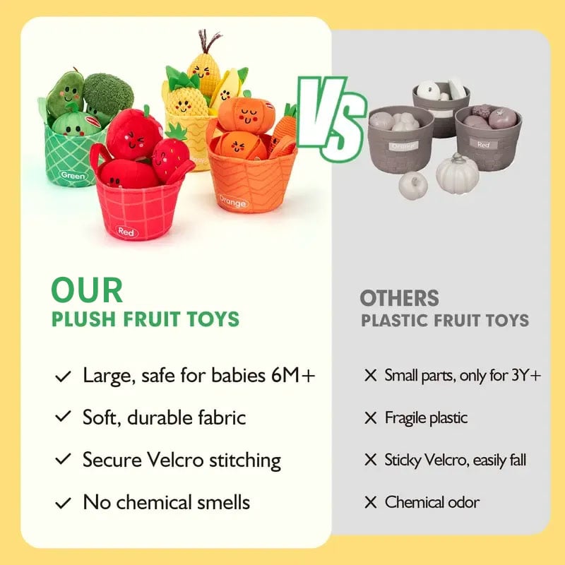 🥕 ✨ 16Pcs My First Fruit Vegetable Color Sorting Play Food