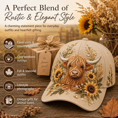 🔥LAST DAY 49% OFF - 🦬3D Highland Cow Embroidery Cap🧢