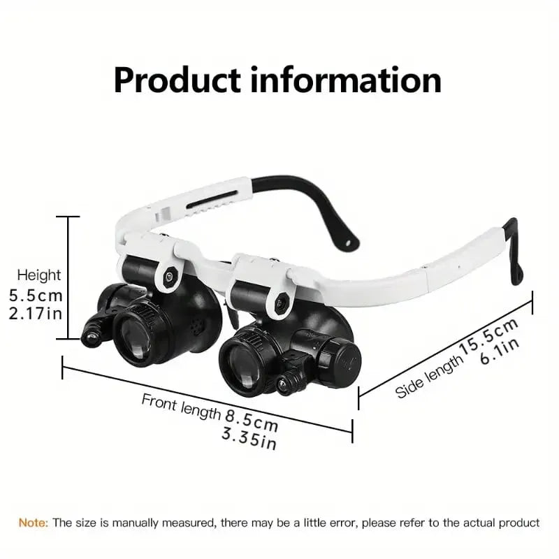🎁👓8X 15x 23x Head Wearing Magnifying Glass with LED Light Headband