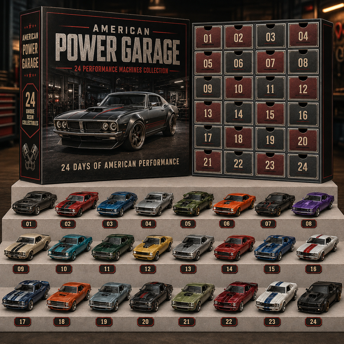 🔥49% Off Last Day - American Power Garage Advent Calendar – 24 Performance Car Collectibles