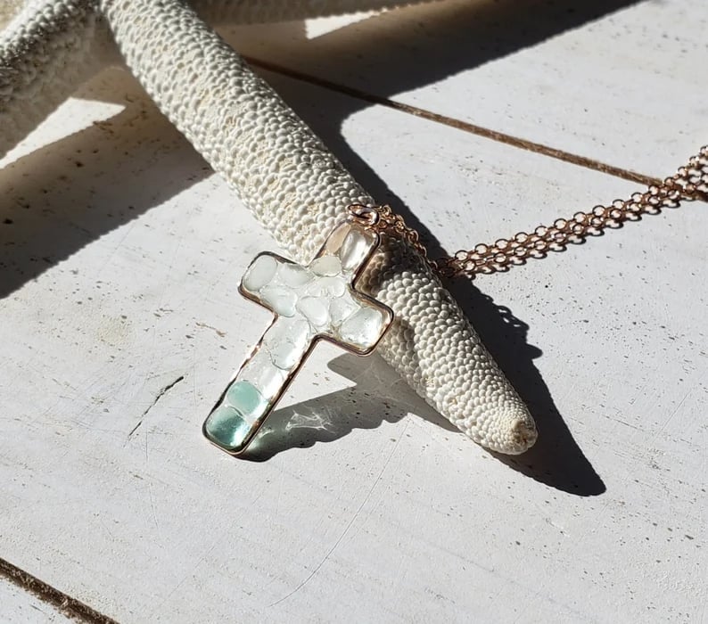 Sea Glass Cross Necklace