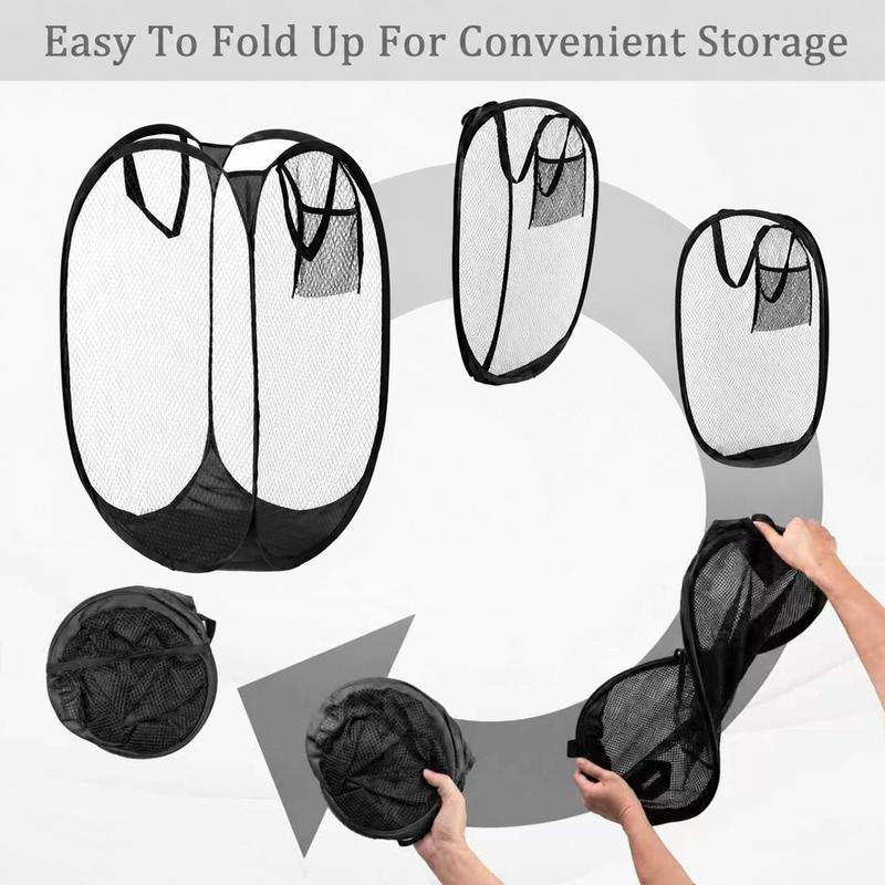 🔥🧺Foldable Pop‑Up Mesh Laundry Basket｜Large Capacity & Space‑Saving