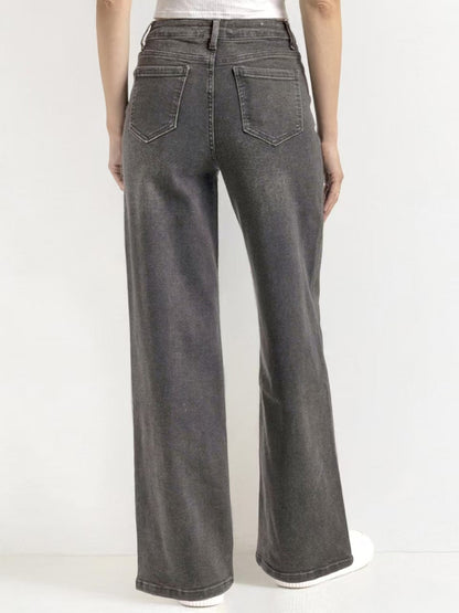 Women's Minimalist High Waist Denim Stretch Wide Leg Jeans