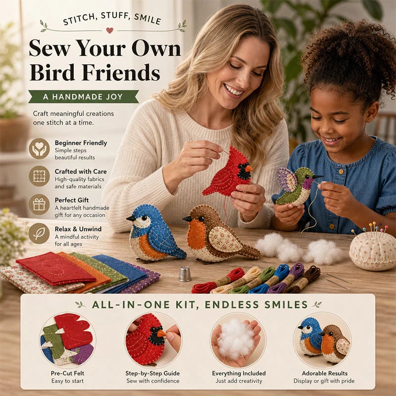 🧶Beginner-Friendly🐦DIY Fabric Animal Craft Kit – Creative Handmade Art (No scissors included)