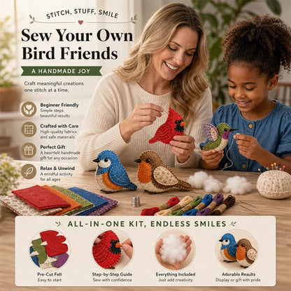 🧶Beginner-Friendly🐦DIY Fabric Animal Craft Kit – Creative Handmade Art (No scissors included)