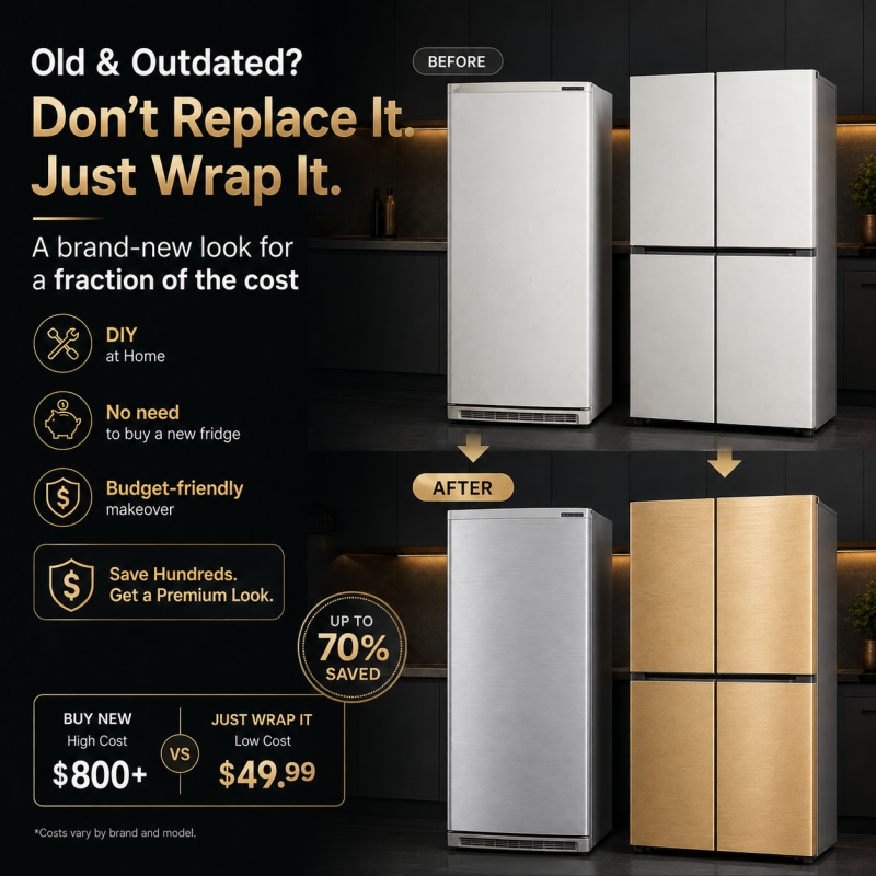 🔥 HOT SALE 50% OFF 🏠Self-Adhesive Brushed Metal Refrigerator Sticker