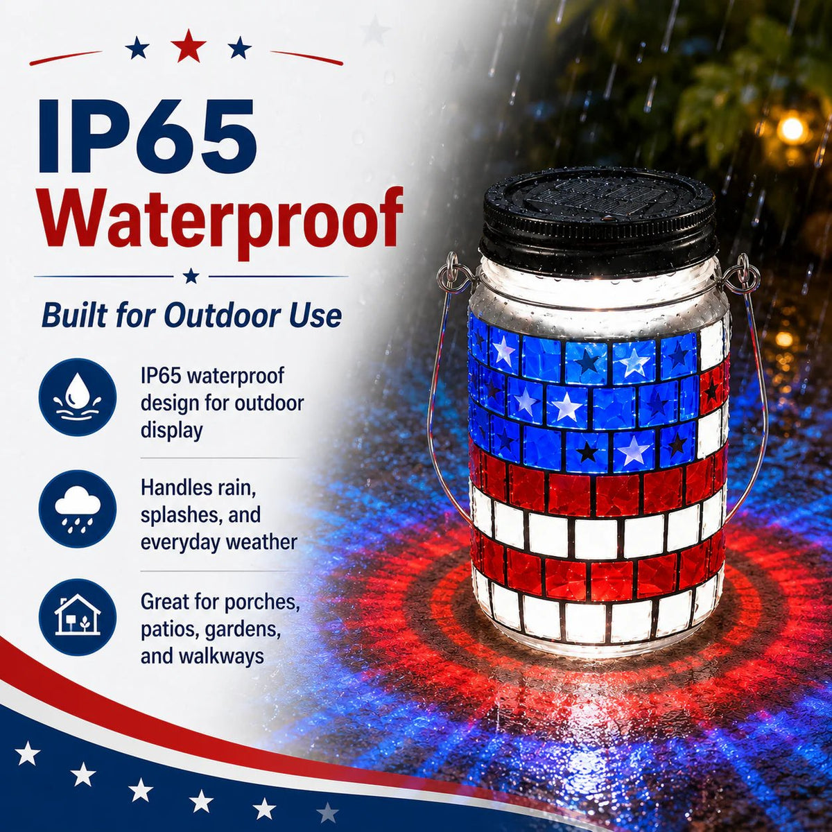 🔥Last Day 49% OFF - ✨4th of July Solar Patriotic Mason Jar Lantern