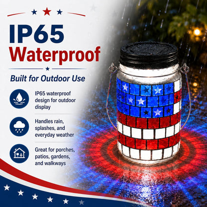 🔥Last Day 49% OFF - ✨4th of July Solar Patriotic Mason Jar Lantern