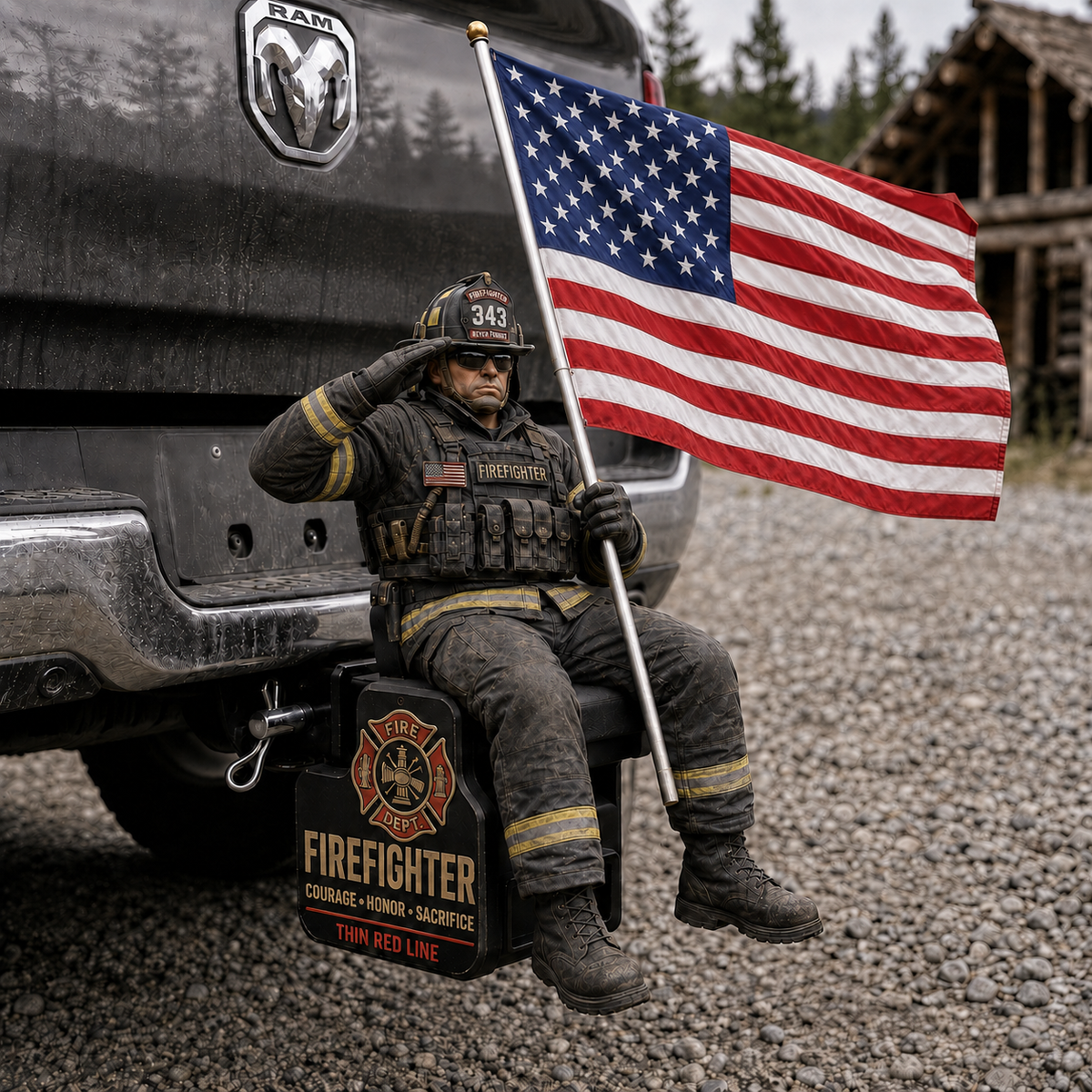 🏆 Hot Sale Promo: 49% OFF - Firefighter Thin Red Line Tribute Trailer Hitch Cover