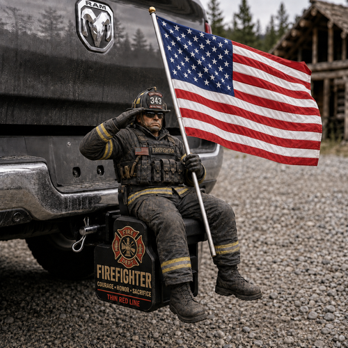 🏆 Hot Sale Promo: 49% OFF - Firefighter Thin Red Line Tribute Trailer Hitch Cover