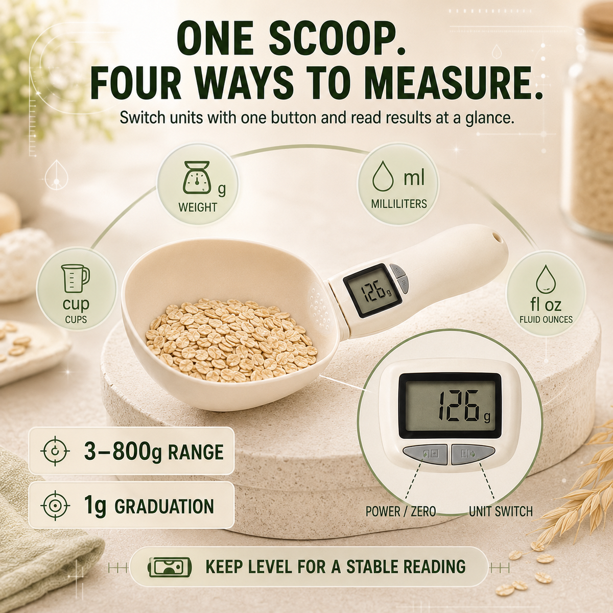 ⚡ 50% OFF Digital Kitchen Scoop Scale – Scoop, Weigh & Pour 🥄