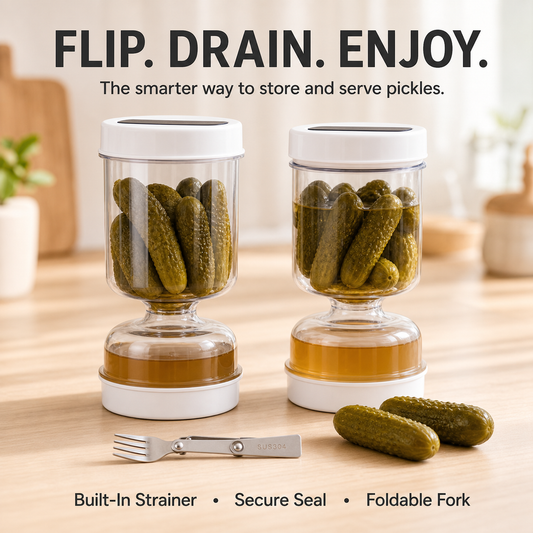 Pickle Jar — — With Strainer Flip and Fork