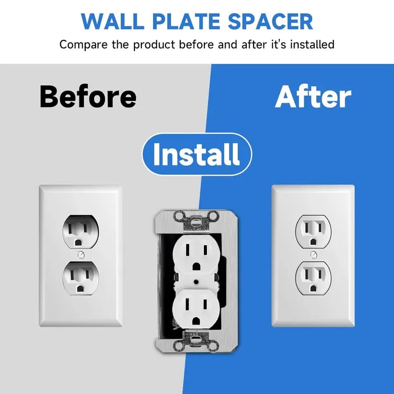 Wall Plate Spacer,Spacers for Electrical Outlets, Metal Flush Fit Device Leveling Plates for Electrical Outlet Repair, Fix Loose Outlets and Electrical Boxes