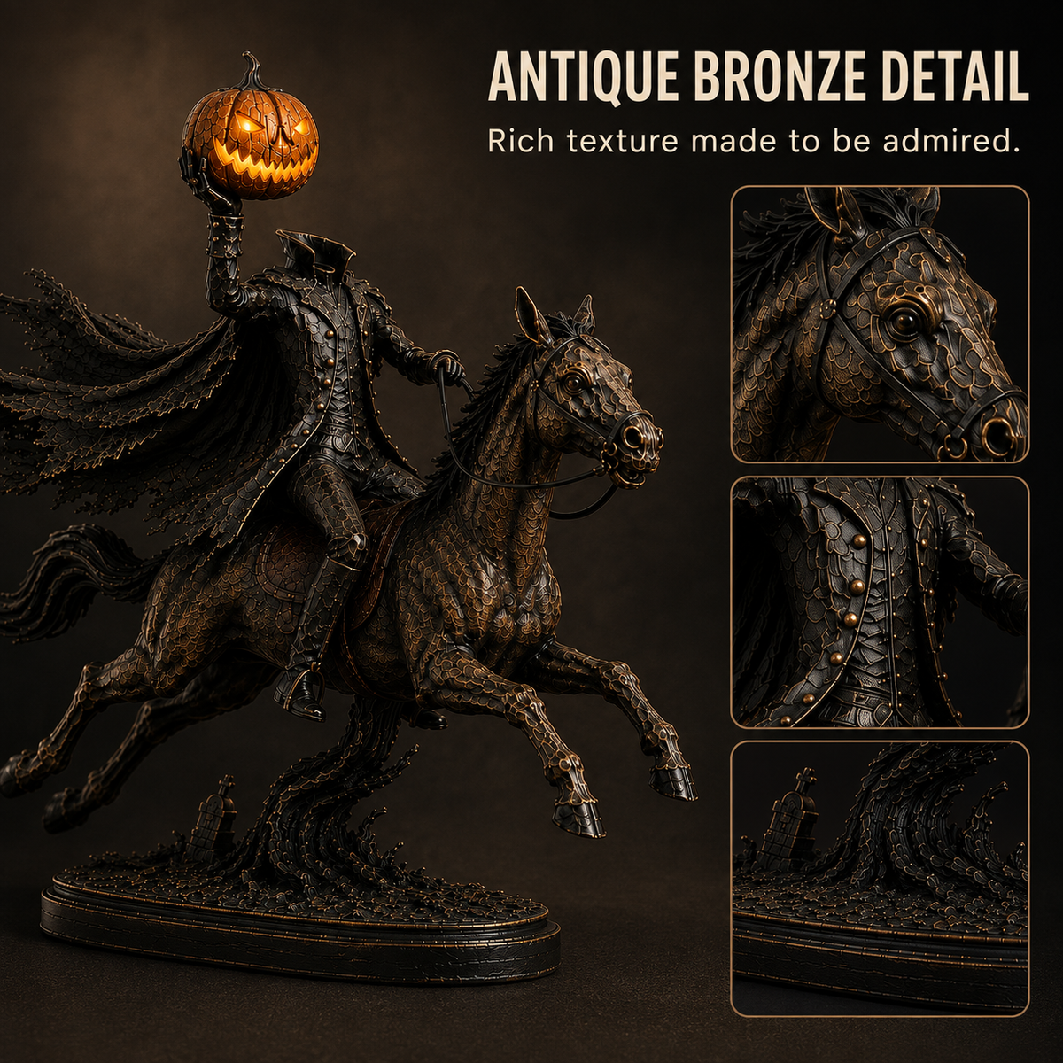 ⏰Limited Stock 50% OFF - 🎃🏇Midnight Chase Headless Horseman Statue