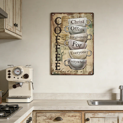 Christ Offers Forgiveness for Everyone 12x8 Metal Sign