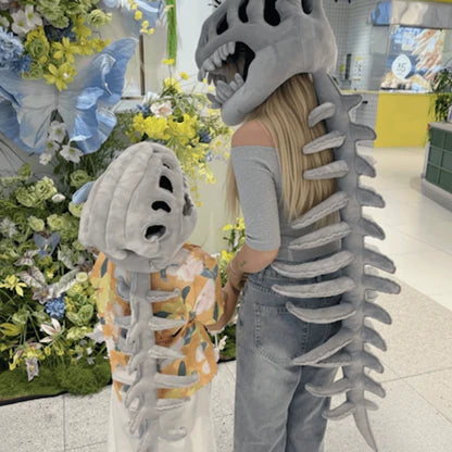 Dinosaur Skeleton Costume — Movable Jaw & Plush Tail (Ages 3-10)