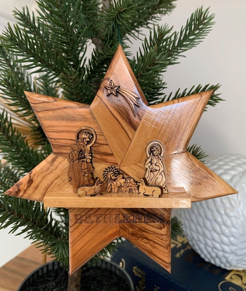 🔥LAST DAY SALE 50% OFF🎄Handmade Wood Nativity Star Christmas Ornament