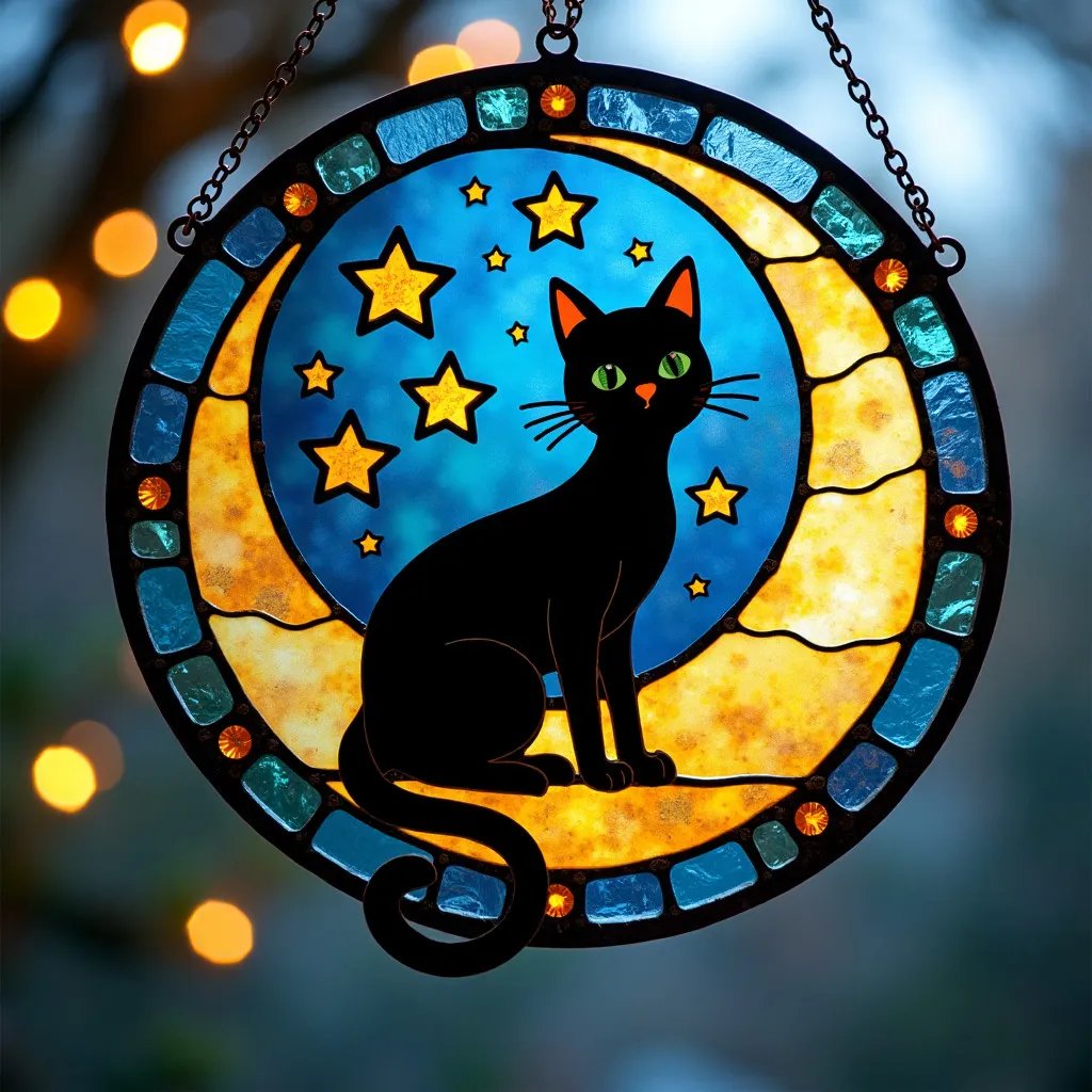 🔥LAST DAY SALE 50% OFF - ✨Whimsical Moonlight Cat Window Hanging