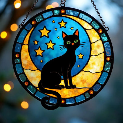 🔥LAST DAY SALE 50% OFF - ✨Whimsical Moonlight Cat Window Hanging