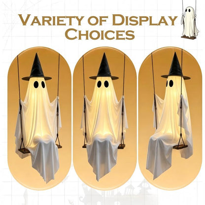 Large Glowing Halloween Ghost with Swing Hanging Decor for Porch and Yard