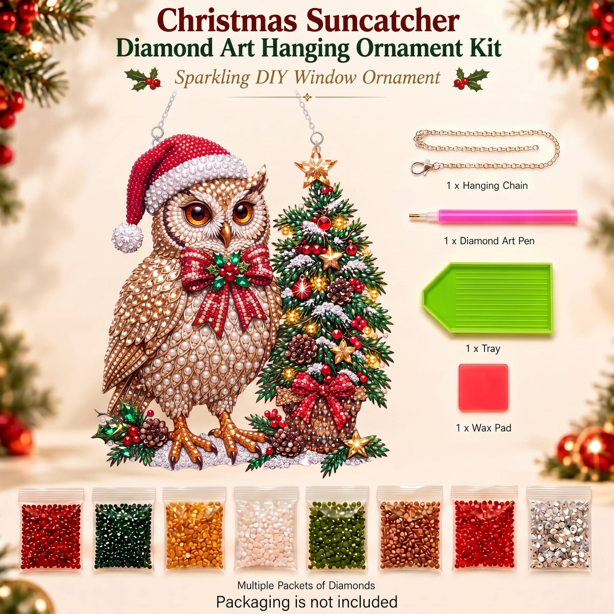 🔥 Limited Time 70% OFF - 🦉✨ Winter Owl Crystal Art Hanging Kit – Sparkling DIY Christmas Decor