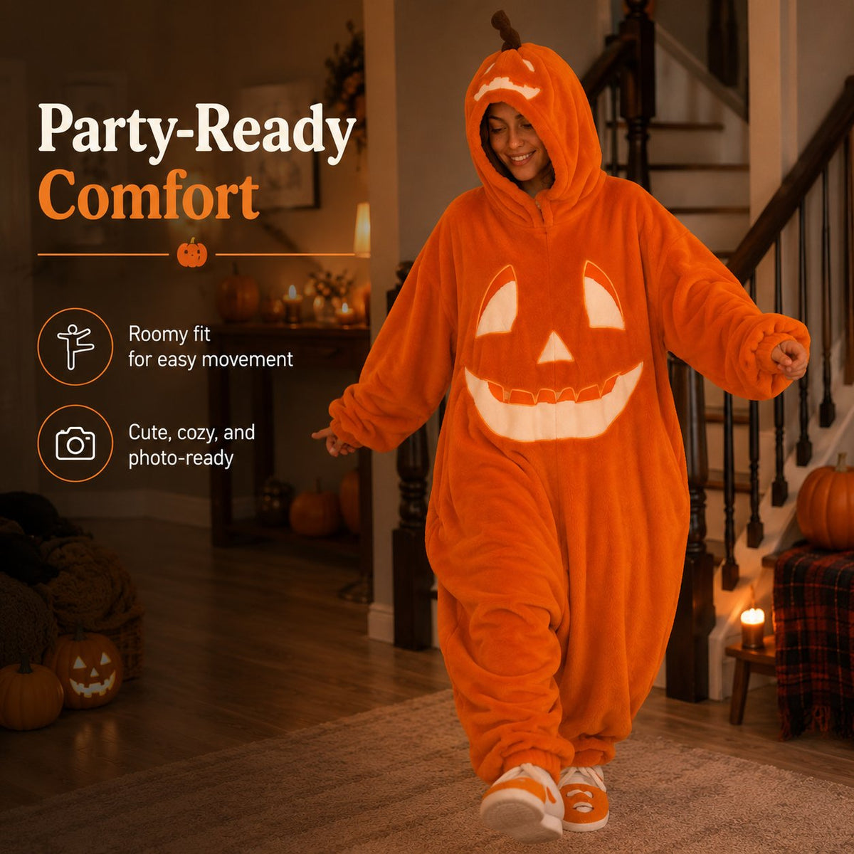 🎃 Cozy Pumpkin Onesie Pajamas – Ultra-Soft, Warm & Halloween-Ready 👻🧡