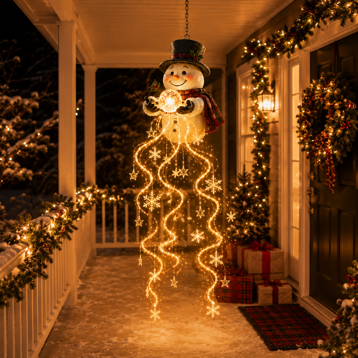 🎄Last day for 50% off🎄Snowman Magic Fountain™ – Hanging Solar Snowflake Cascade Christmas Light