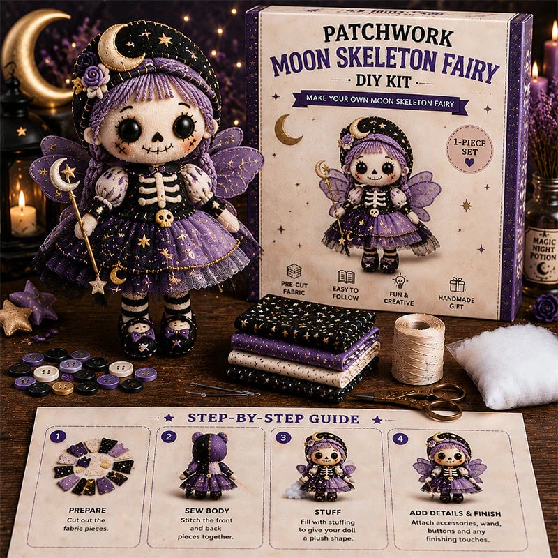 🔥HOT SALE 49% OFF🎃🧙‍♀️Patchwork Skeleton Witch Girl DIY Kit👻🦴