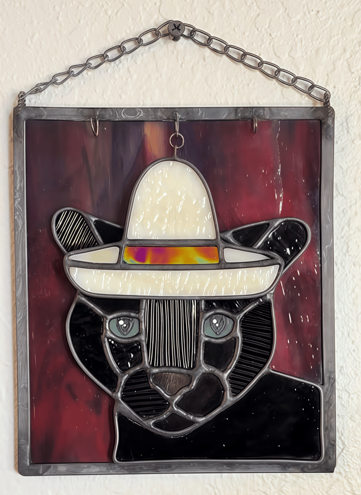 🔥Last Day 49% OFF -  🐆✨Stained Glass Black Cat Suncatcher Window Hanging Decor, Interchangeable Hat Design