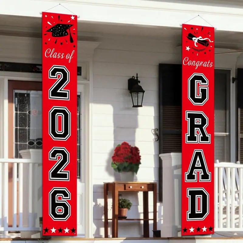 🚩 Personalized Welcome Door Banners: Class of 2026 Graduation Sign & Porch Decor (Set of 2)