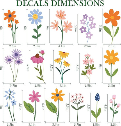 🔥Last 4 hours Sale: Save 50% -🌸Enchanting Spring Wildflower Wall Decals - 8 Sheets of 102 Stickers
