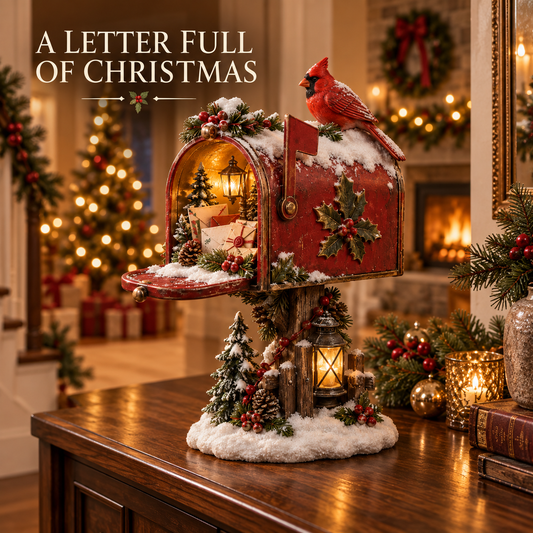 🎄🐦 Cardinal Christmas Mailbox Lantern | Lighted Vintage Holiday Tabletop Decor ✨