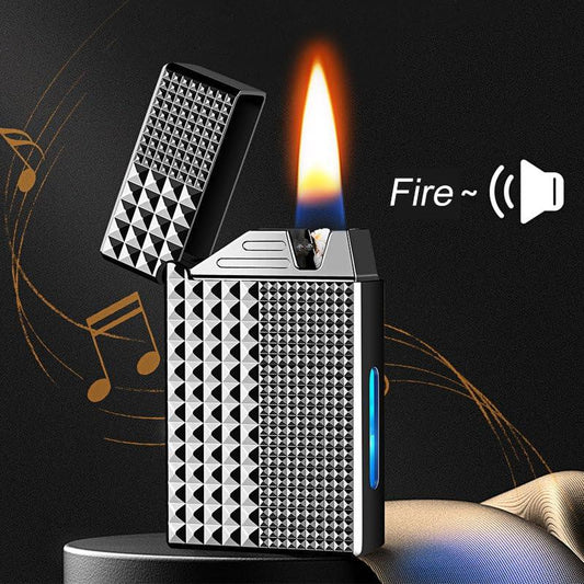 🔥 Voice-Activated Metal Windproof Lighter | 4 Smart Ignition Modes & USB Rechargeable