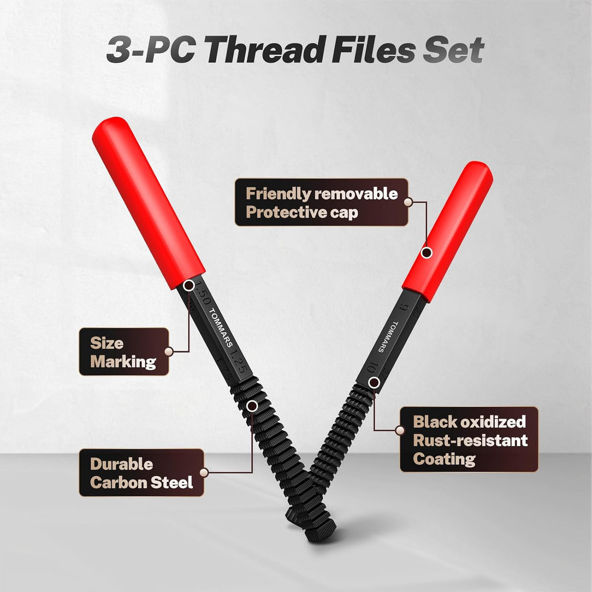 🛠️🔩 3Pcs SAE & Metric Thread Repair File Set