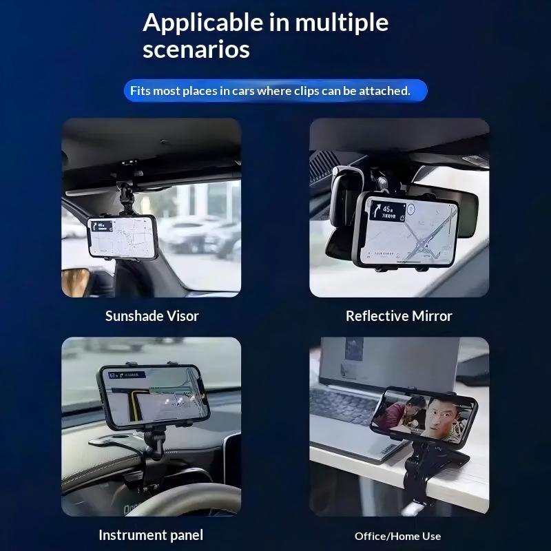 Multifunctional Car Phone Mount for Center Dashboard or Rearview Mirror Navigation Support Bracket