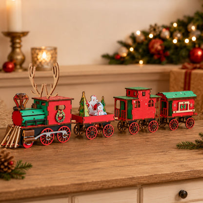 🔥LAST DAY 50% OFF – 🎅🎄DIY Christmas Wooden Train Set 3D Assembly Puzzle Kit