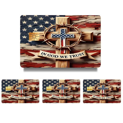 🔥Hot Sale 49% OFF - 💳✝️ Faith & Patriot Card Sticker Set – Inspirational Credit Card Stickers with Cross & Scripture Designs