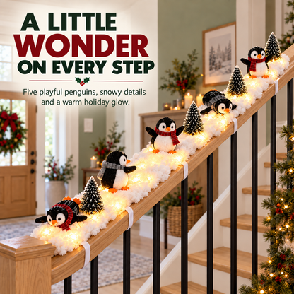 🔥Hot Sale 40% OFF🔥Playful Penguin Snowy Stair Railing Decor