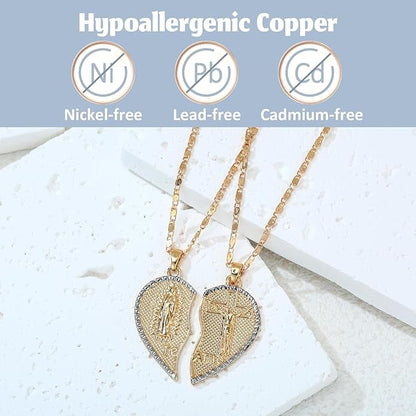 🔥Last Day 49% OFF - 🙏Virgin Mary Layered Heart Combination Prayer Couple Necklace