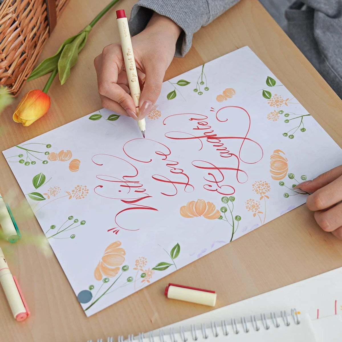 🔥Last Day 50% OFF💝Arts Sign Brush Pen 12 Pastel Colors Water Based Ink Lettering Calligraphy