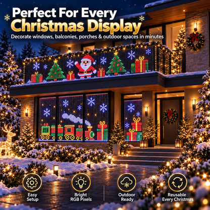 🎄 Smart LED Curtain Lights | App-Controlled Animated Christmas Wall Display ✨