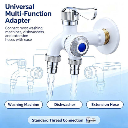 Dual Outlet Washing Machine Plastic Faucet, 1 In 2 Out Water Plastic Tap