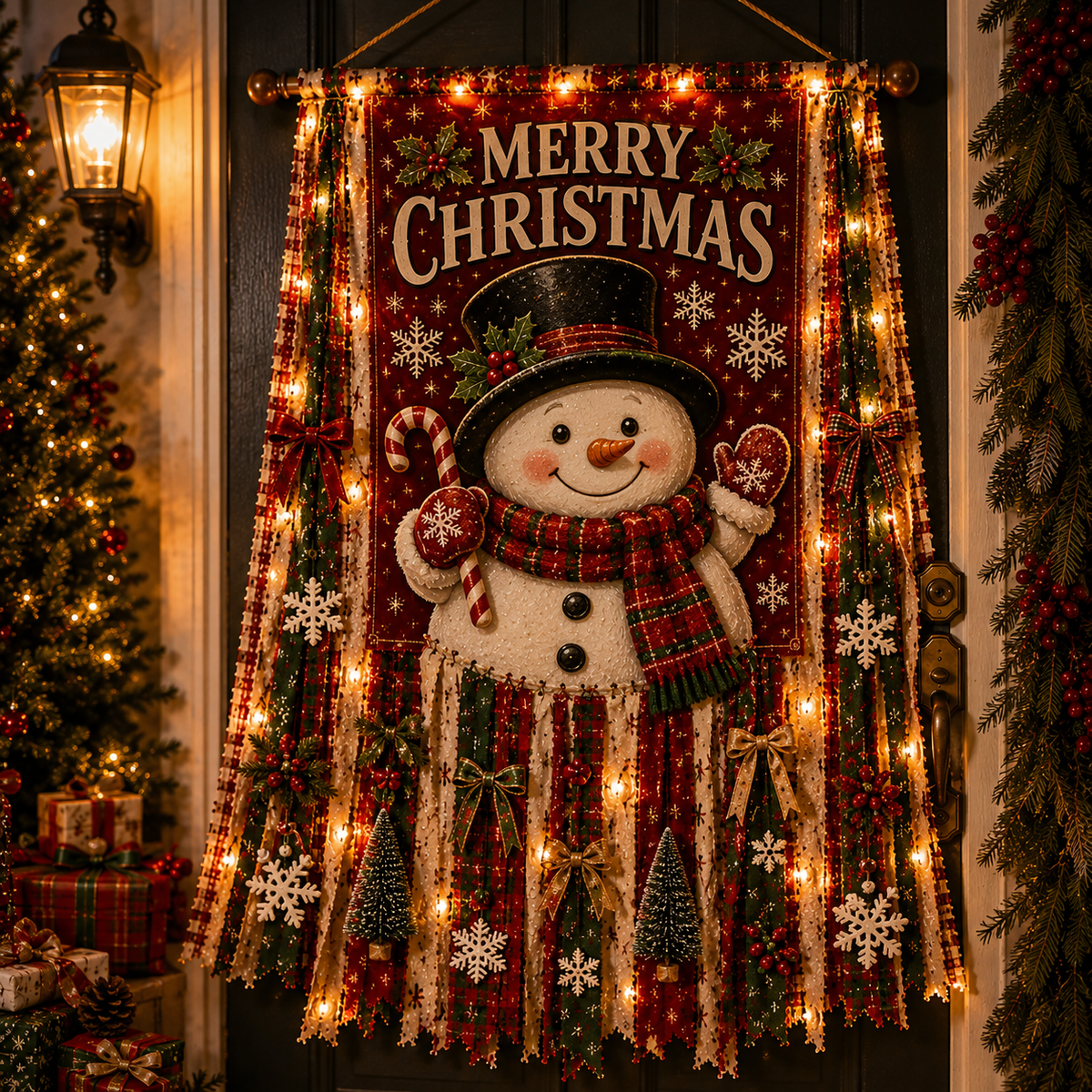 Lighted Christmas Door Hanging 🎄✨ – Festive Holiday Door Decor