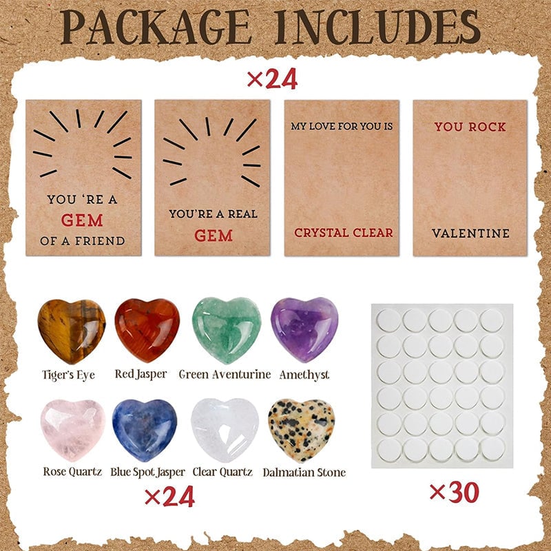 🔥Last Day: - 💖24 Pack Valentines Cards with Heart-Shape Crystals