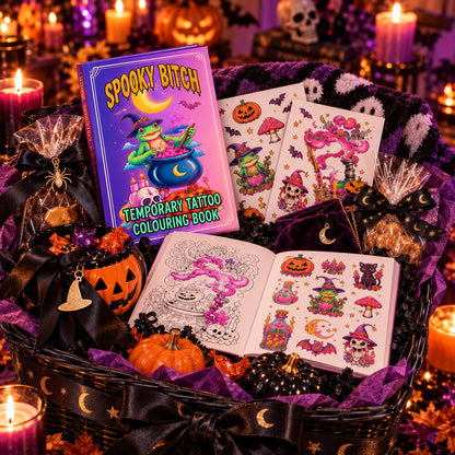 Spooky Bitch Halloween Temporary Tattoo Coloring Book 🎃 13 Witchy Designs
