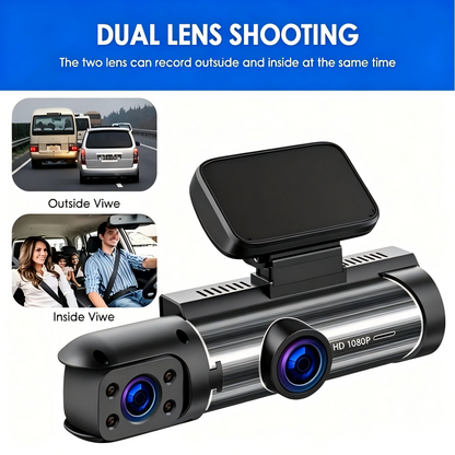 FHD 1080P Dual Lens Dash Cam, 3.16" IPS Touch Screen, Loop Recording, G-Sensor Emergency Lock, Front & Inside Simultaneous Recording
