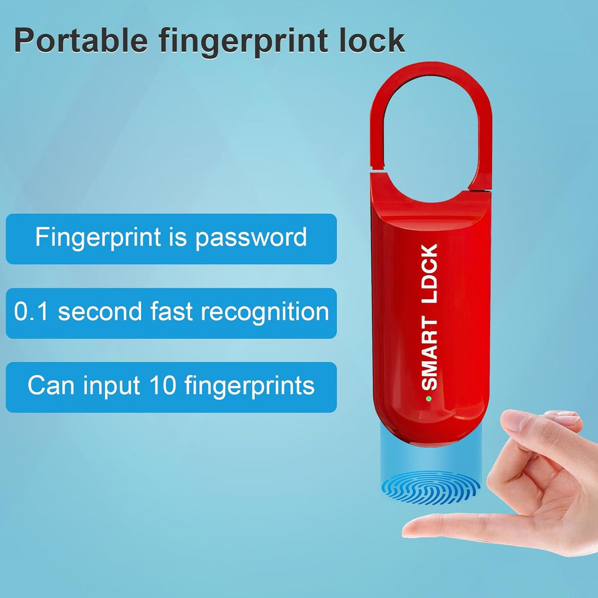 Smart Fingerprint Padlock, Rechargeable Small Locker | Bio-metric Key-less