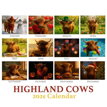 🔥LAST DAY 49% OFF - 🐮2026 Highland Cow Wall Calendar📅